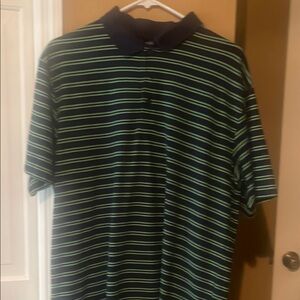 Daniel Cremieux Green and Navy Blue Striped Polo Shirt